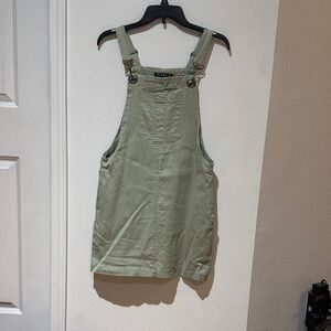 Olive Green Overall Dress.